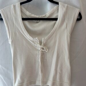 Urban Outfitters Cream Lace-Up Crop Top